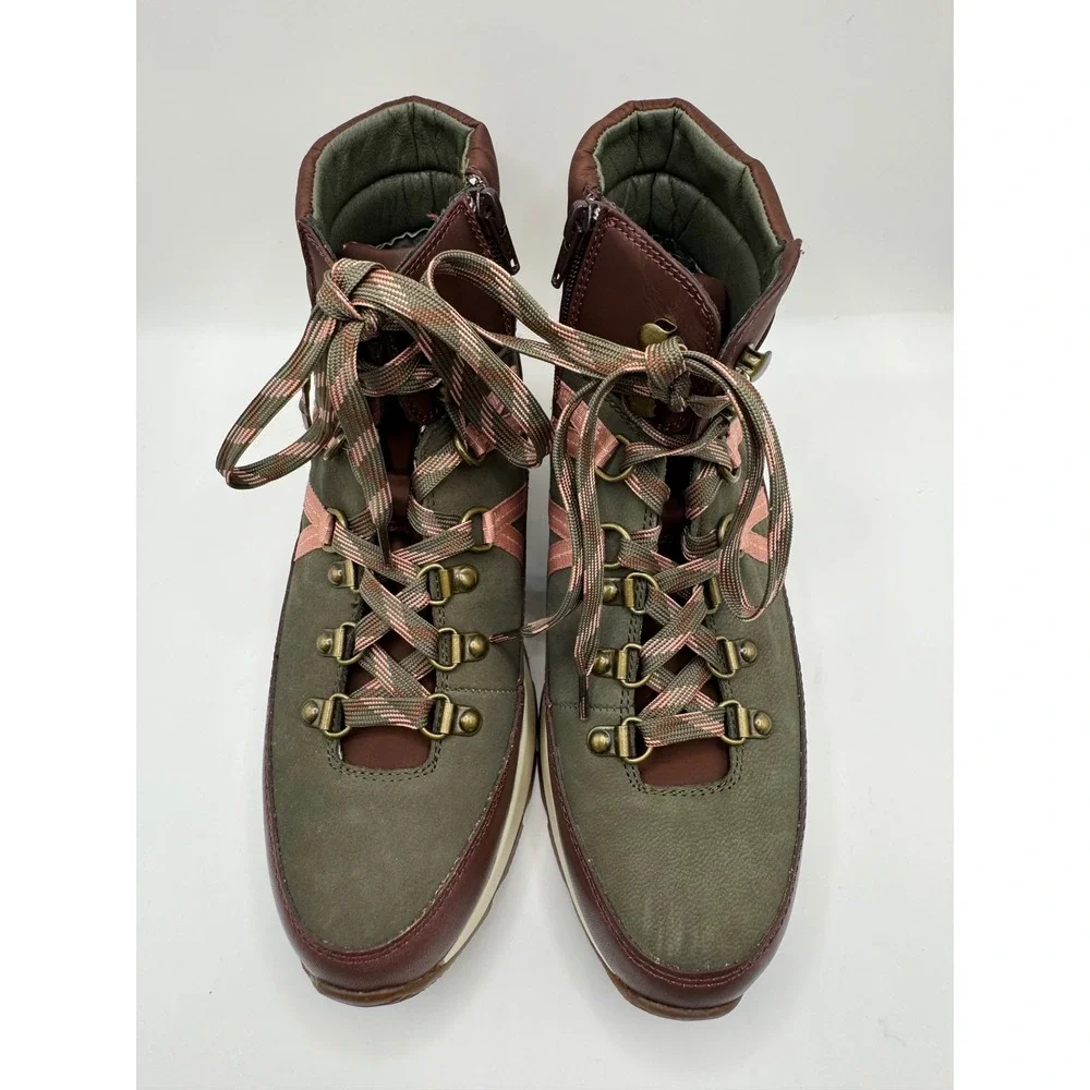 Alex Marie Boots Women 9 Green Thayla Leather Nubuck Lace Up Hiker Ankle Booties